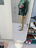 無印良品（MUJI）男式 水洗粗棉線圓領長袖T恤 男士打底衫男款純色套頭衫 ABA93C4A 卡其綠 XL (180/104A) 曬單實拍圖
