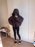棉致穿搭高級感羽絨棉服女秋冬季2025年純色洋氣連帽設計感寬松外套女 棕色 S 曬單實(shí)拍圖