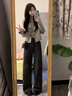 馬迪安復古休閑小香風(fēng)外套女2025春秋新款小個(gè)子高級感名媛短款簡(jiǎn)約上衣 灰色條紋 S 建議80-100斤 曬單實(shí)拍圖