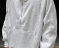 棉致美式半拉鏈連帽衛衣男秋冬季新款重磅cleanfit休閑上衣外套加絨 Y501白灰色【常規高品質(zhì)37】 XL 120-140斤 曬單實(shí)拍圖
