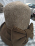目丸秋冬新款漁夫帽子女盆帽復古顯臉小休閑蝴蝶結禮帽加厚保暖時(shí)尚帽 咖色 均碼 曬單實(shí)拍圖