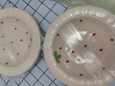 食品級草莓陶瓷餐盤可愛家用宿舍草帽盤蛋糕盤高顏值精致餐具碗盤 8.5英寸-草莓裙花邊盤1個裝 曬單實拍圖