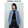 UR2025秋季新款女高智精英撞色提花超寬松牛仔襯衫UYY850220 藍色 M 曬單實拍圖
