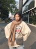 颯望圍巾女秋冬季2025新款韓版純色圍巾披肩兩用加厚防寒保暖羊絨圍巾 駝色  溫暖靜謐 曬單實(shí)拍圖