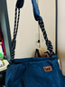 LEE潮牌休閑斜挎包男戶(hù)外運動(dòng)單肩包上課書(shū)包通勤包包春夏季吐司包女 牛仔藍-牛仔布（繩結款） 曬單實(shí)拍圖