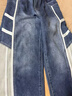 美式牛仔褲男秋季復古束腳哈倫褲拼接寬松大碼潮牌松緊腰工裝褲子 復古藍 H2604 M 適合 95斤-120斤 曬單實(shí)拍圖