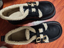 達芙妮平底加絨樂(lè )福鞋女冬季單鞋百搭中跟小皮鞋女3122607007 黑色 38 曬單實(shí)拍圖