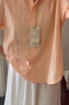 無(wú)印良品（MUJI）女式 涼感 襯衫領(lǐng)短袖襯衫女士襯衣女裝25年夏季上衣 淺橙色條紋 L (165/88A) 曬單實(shí)拍圖