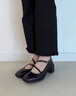 沐霓 瑪麗珍小皮鞋 秋季新款復古方頭粗跟淺口中跟小香風(fēng)氣質(zhì)高跟鞋 黑色配小裙子 36 曬單實(shí)拍圖