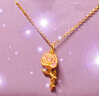 周大生莫奈黃金吊墜女足金玫瑰星辰熒光琺瑯生日禮物送女友 玫瑰花黃金吊墜-贈銀鏈 0.70g【熒光版,贈熒光燈】 曬單實(shí)拍圖