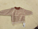 嘟嘟家寶寶條紋毛衣冬裝兒童保暖上衣嬰兒衣服女童冬季衣服 米杏黃條紋 曬單實(shí)拍圖