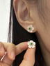 MEXNIA奢侈品飾品純銀耳釘女新中式國風(fēng)耳環(huán)翡翠耳飾輕奢小眾感生日禮物 「白貝花」翡翠耳釘 曬單實(shí)拍圖