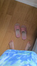 潔麗雅【2雙裝】亞麻拖鞋女夏季室內家居防滑靜音情侶春秋涼拖男四季 粉色+藍色 38-39 女+42-43男 曬單實(shí)拍圖