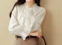 詩(shī)凡黎木耳邊系帶V領(lǐng)襯衫2025秋新款吊帶內搭法式氣質(zhì)通勤雪紡衫 本白色 M 曬單實(shí)拍圖