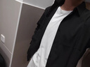 閎風(fēng)潮牌長(cháng)袖襯衫男春夏秋季韓版痞帥純色上衣服日系休閑男生襯衣外套 黑色1 XL 曬單實(shí)拍圖