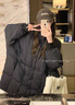 鹿王戀雪時(shí)尚羽絨棉服女2025冬季新款蝙蝠袖寬松加厚保暖中長(cháng)款棉襖外套 黑色 L 145-175斤 曬單實(shí)拍圖