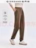 佐丹奴條絨褲子女新款梭織燈芯絨長(cháng)褲壓褶松緊腰休閑褲女13414675 淺棕色 胡椒棕 L 曬單實(shí)拍圖