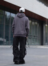 ACTUP呂小虎FOG加絨連帽衛衣男 秋冬款寬松休閑口袋反光燙畫(huà)套頭連帽衫 鳶尾紫 L 175/92A 曬單實(shí)拍圖