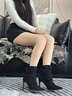 Lily Wei【慢調巴黎】名媛風(fēng)優(yōu)雅時(shí)尚踝靴2025新款可加絨女靴小碼 黑色【跟高10cm】 單層 36 曬單實(shí)拍圖