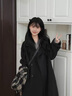 妙奕嘉英倫風(fēng)雙排扣毛呢大衣黑色毛呢外套中長(cháng)款女士秋冬季呢子大衣女裝 雙排扣西裝領(lǐng)大衣【黑色】M（建議100-110斤） 曬單實(shí)拍圖