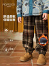 瑪米瑪卡（MOMOCO）男童褲子冬季加絨厚款兒童休閑褲潮流加絨格子褲 咖色 105 曬單實(shí)拍圖