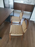 各各沃法式復古實(shí)木客餐廳餐椅美式橡木中古書(shū)椅餐桌椅書(shū)房編織椅 薇薇安餐椅 加菲咖（4把） 曬單實(shí)拍圖
