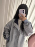 沐依琳國潮美式復古撞色外套女2025年秋季簡(jiǎn)約寬松休閑百搭夾克棒球服 灰色外套 M 曬單實(shí)拍圖