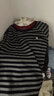 MsShe【磨毛條紋中長(cháng)款T恤】大碼女裝2025秋冬裝胖mm撞色寬松上衣 黑色現貨 2XL 曬單實(shí)拍圖