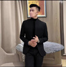 花花公子（PLAYBOY）立領(lǐng)小西裝外套男士秋冬季高檔新中式國風(fēng)男裝中山裝休閑西服上衣 黑色 L 【建議125斤以內(nèi)】 曬單實(shí)拍圖