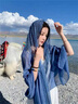 桑咻蕾絲圍巾女韓系氛圍感百搭旅拍純色長(cháng)款初秋時(shí)尚復古文藝顯白披肩湖藍色 200*100cm 曬單實(shí)拍圖