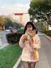 啄木鳥(niǎo)2025新款韓版漸變拼色百搭圍巾女冬季感馬海毛保暖時(shí)尚圍脖潮 黃色 曬單實(shí)拍圖