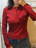 優(yōu)衣庫女裝羅紋亨利領(lǐng)T恤/長袖修身短款內(nèi)搭打底25新款479591 17 棗紅色 L /160/88A 曬單實(shí)拍圖