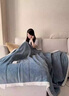雅鹿親膚貝貝絨多功能毛毯?jiǎn)渭锒炯雍癖Ｅ鹤愚k公室沙發(fā)披肩蓋毯 賓利藍【細膩舒適 貼身呵護】 200*230cm【單毛毯】 曬單實(shí)拍圖