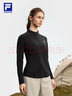 FILA 斐樂(lè )官方女裝針織長(cháng)袖上衣2025秋新款健身運動(dòng)半拉鏈簡(jiǎn)約長(cháng)T 深黑-BK XL 175/92A/XL 曬單實(shí)拍圖