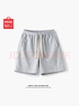 名創(chuàng  )優(yōu)品（MINISO）重磅短褲男夏季潮牌百搭五分衛褲美式休閑運動(dòng)直筒中褲 麻灰 M 曬單實(shí)拍圖