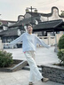 ARTFULMOM英國孕婦褲秋外穿2025新款不勒肚子彎刀牛仔褲秋冬裝打底闊腿長(cháng)褲 杏色 L 曬單實(shí)拍圖