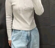 優(yōu)衣庫女裝羅紋亨利領(lǐng)T恤/長(cháng)袖修身短款內搭打底25新款479591 01 乳白色 M /160/84A 曬單實(shí)拍圖