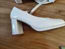 達芙妮法式粗跟瑪麗珍女鞋方頭氣質(zhì)高跟一字扣單鞋4623101161 米色 37  曬單實(shí)拍圖