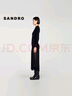 SANDRO秋冬女裝法式時尚黑色優(yōu)雅開叉收腰修身連衣裙長裙 黑色 S 曬單實拍圖
