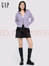 蓋璞Gap女裝2025秋季新款logo肌理修身拉鏈純棉連帽針織衫上衣793618 紫色 M (165/88A)亞洲尺碼 曬單實(shí)拍圖