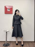 顏域羊毛毛呢短外套半身裙兩件裝女2025冬季新款職業(yè)氣質(zhì)穿搭套裝 深灰 S 曬單實(shí)拍圖