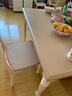 印作法式中古風(fēng)餐桌白色全實(shí)木帶抽屜長(cháng)方形家用飯桌子 1.35米餐桌+硬板餐椅4把 曬單實(shí)拍圖