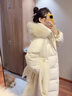 她芙（tafu）品牌女裝羽絨服女中長(cháng)款過(guò)膝2025冬季新款白鴨絨大毛領(lǐng)面包服外套 米白色 M 曬單實(shí)拍圖