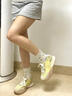 德訓鞋女2025秋季新款復古厚底增高女鞋透氣芭蕾阿甘鞋休閑運動(dòng)鞋 黃色 36 曬單實(shí)拍圖