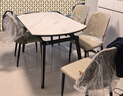 顧家家居（KUKA）拉伸餐桌簡(jiǎn)約啞光巖板餐桌椅組合家用飯桌DS7177T 桌+折線(xiàn)灰椅*4 曬單實(shí)拍圖