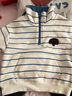 papa爬爬冬兒童加絨衛衣男女童高領(lǐng)上衣寶寶立領(lǐng)外衣條紋加厚 藍色 90 cm 曬單實(shí)拍圖
