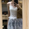 妙奕嘉白色蕾絲網(wǎng)紗打底衫吊帶背心帶胸墊疊穿內搭可外穿純欲辣妹高級感 白色V領(lǐng)蕾絲荷葉邊下擺內搭 均碼 【建議80-120斤】 曬單實(shí)拍圖