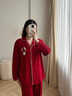 黛姿馨睡衣結婚新婚情侶套裝春秋款萊卡棉長(cháng)袖喜慶婚慶本命年酒紅家居服 MC25039情侶套裝一對 M 女+男L 曬單實(shí)拍圖