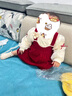 G.DUCKKIDS小黃鴨女童套裝春秋款連衣裙周歲女寶寶公主裙禮服兒童秋冬兩件套 紅色春秋套裝（花朵款?yuàn)A子） 90 尺碼1~2歲【 80-90cm】 曬單實(shí)拍圖