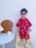 潮韻月男童漢服2025夏季中國風(fēng)套裝周歲禮服襯衣唐裝幼兒園五一演出服 紅色 祥龍套裝 120 曬單實(shí)拍圖